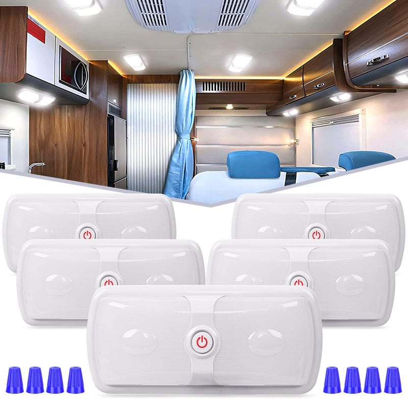 Nilight 5pcs 12V RV Interior Lights LED Ceiling Double Dome Light with ON Off Switch Lighting Natural White 4000-4500K for Car Trailer Camper Boat - Image 1